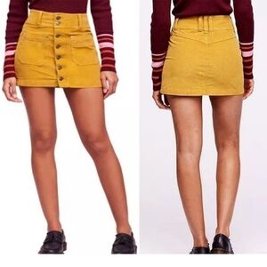 We The Free Yellow Button-Front Women's Skirt